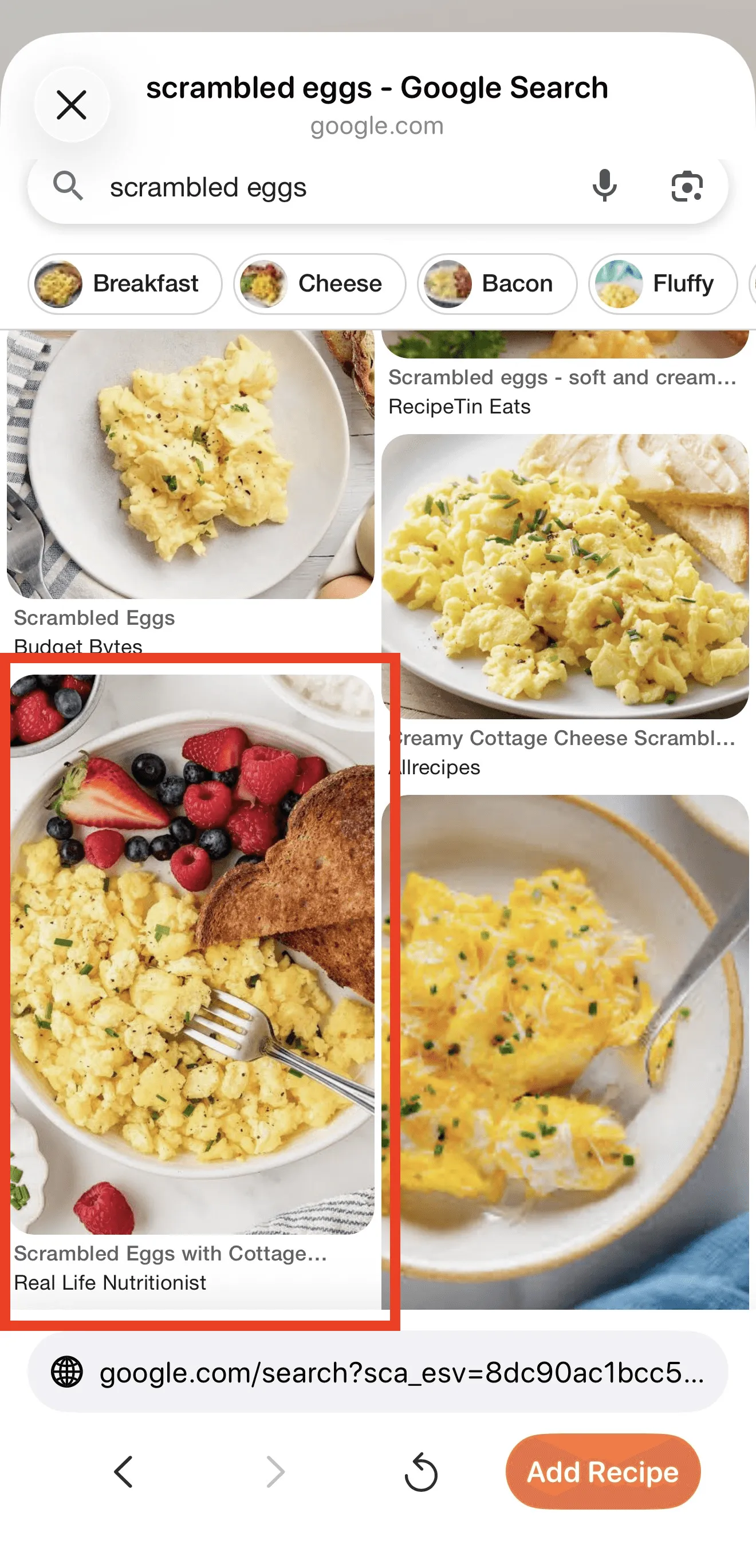 Recipe preview